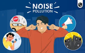 Illustration showing common sources of noise pollution.