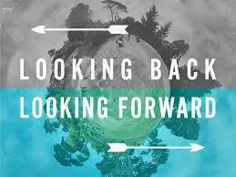 Looking back and looking forward reflection graphic.