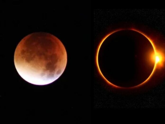 Solar eclipse and lunar eclipse. Solar eclipse and lunar eclipse.